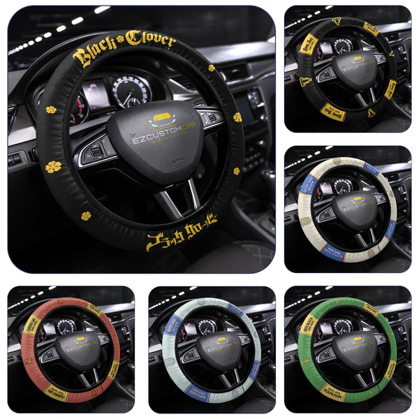 Black Clover Squads Anime Steering Wheel Cover - Universal Fit (15 Inch) - EzCustomcar - 1