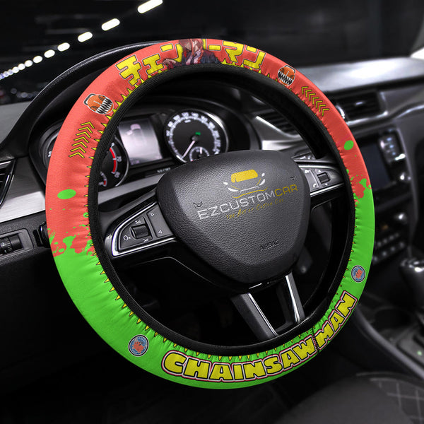 Chainsaw Man Anime Steering Wheel Cover - Universal Fit (15 Inch) - EzCustomcar - 1