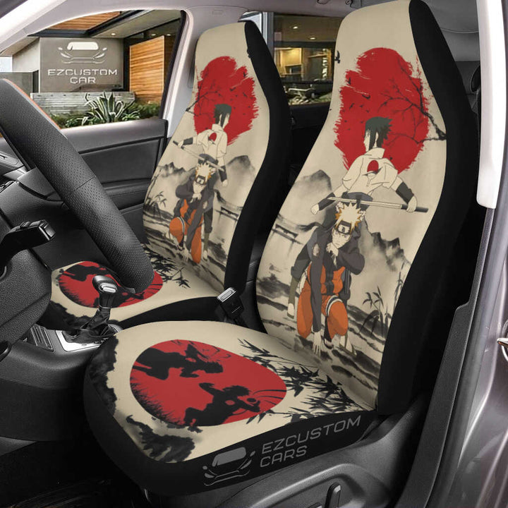 Naruto Characters Vintage Car Seat Covers Anime Mixed Antique Artwork - EzCustomcar - 2