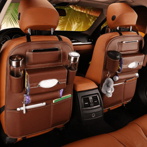 Leather Backseat Car Organizer, Kick Mats Back Seat Protector - EzCustomcar - 1