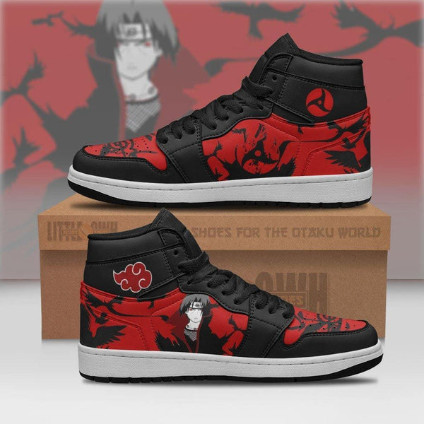 Itachi Akatsuki Sneakers Custom Crow Design On Anime Shoes - LittleOwh - 1