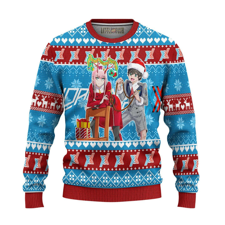 Darling In The Franxx Ugly Christmas Sweater Zero Two x Hiro - EzCustomcar - 2