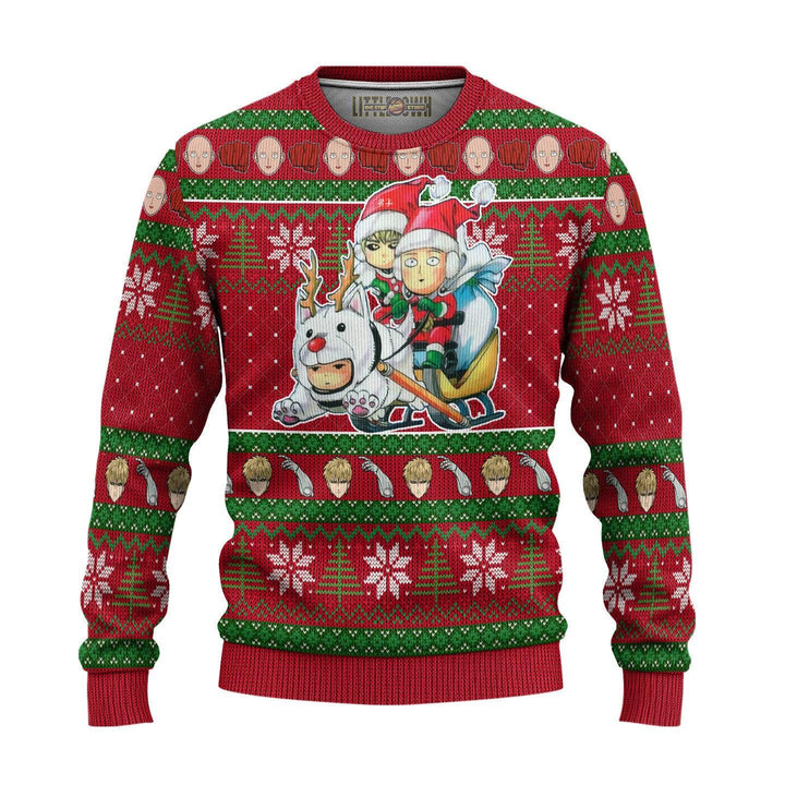 One Punch Man Saitama x Genos Ugly Christmas Sweater - EzCustomcar - 2