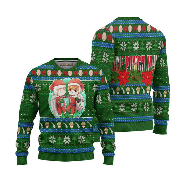 One Punch Man Genos x Saitama Ugly Christmas Sweater - EzCustomcar - 1