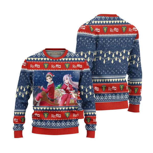 Re Zero Natsuki x Emilia Ugly Christmas Sweater - EzCustomcar - 1