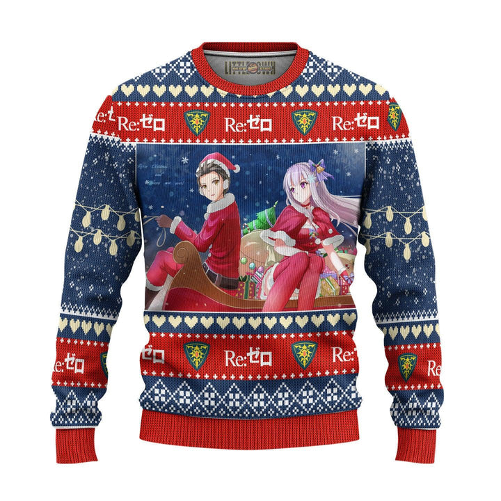 Re Zero Natsuki x Emilia Ugly Christmas Sweater - EzCustomcar - 2