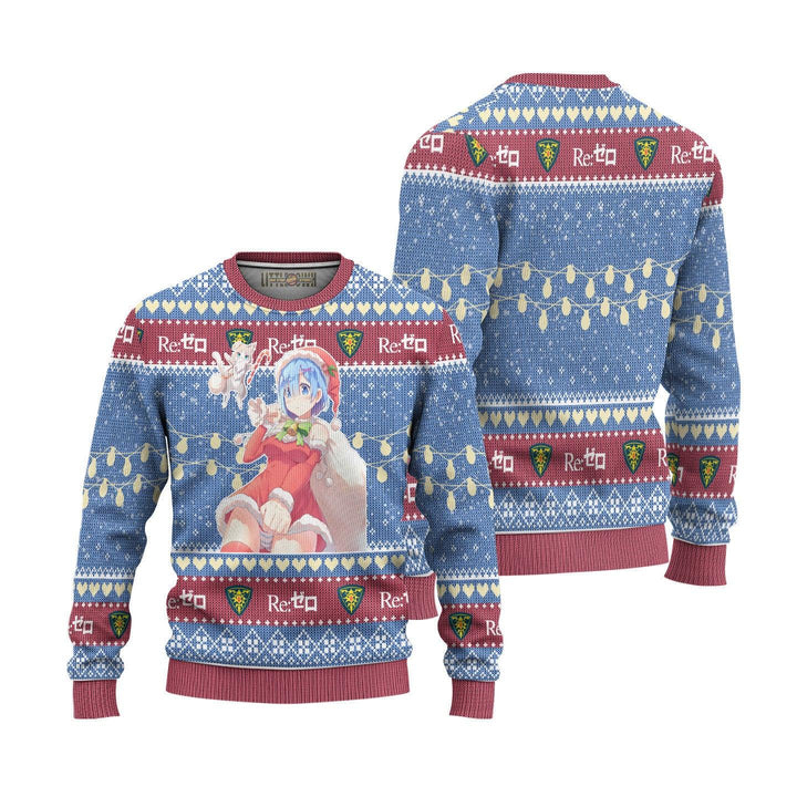 Re Zero Rem x Puck Ugly Christmas Sweater - EzCustomcar - 1