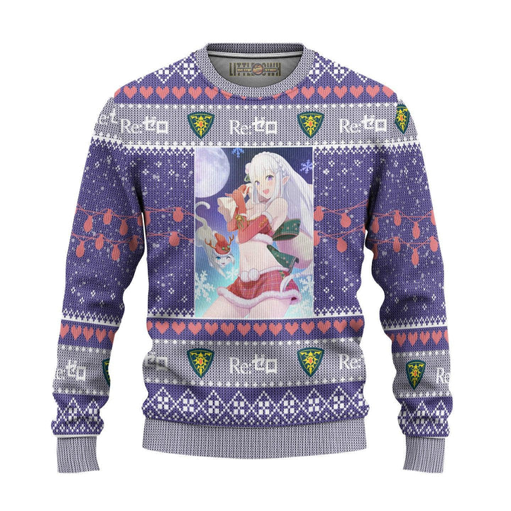 Re Zero Emilia x Puck Ugly Christmas Sweater - EzCustomcar - 2