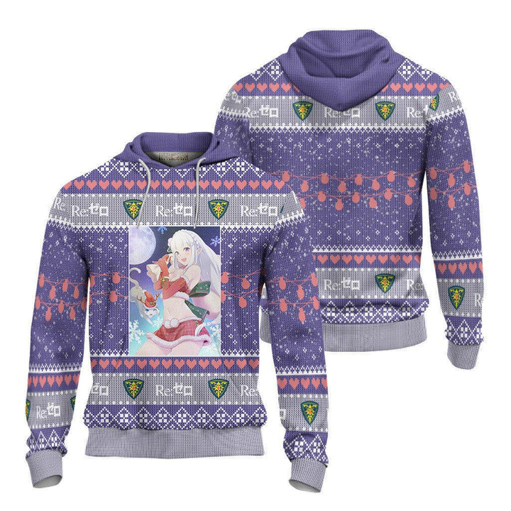 Re Zero Emilia x Puck Ugly Christmas Sweater - EzCustomcar - 4