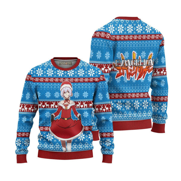 Neon Genesis Evangelion Rei Ugly Christmas Sweater - EzCustomcar - 1