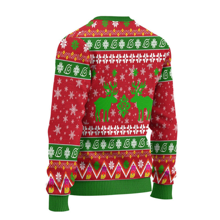 Boruto Naruto Chibi Knitted Ugly Christmas Sweater Red - EzCustomcar - 3