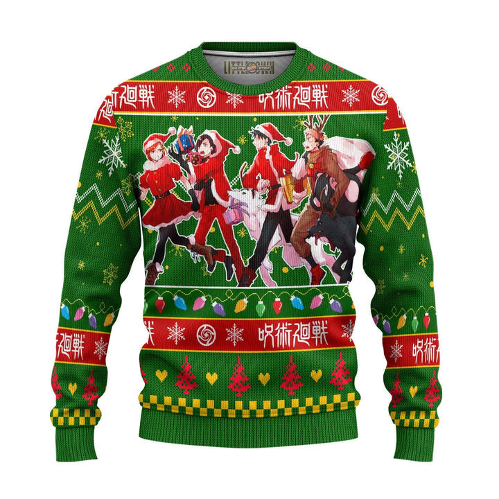 Jujutsu Kaisen Characters Knitted Ugly Christmas Sweater Green - EzCustomcar - 3