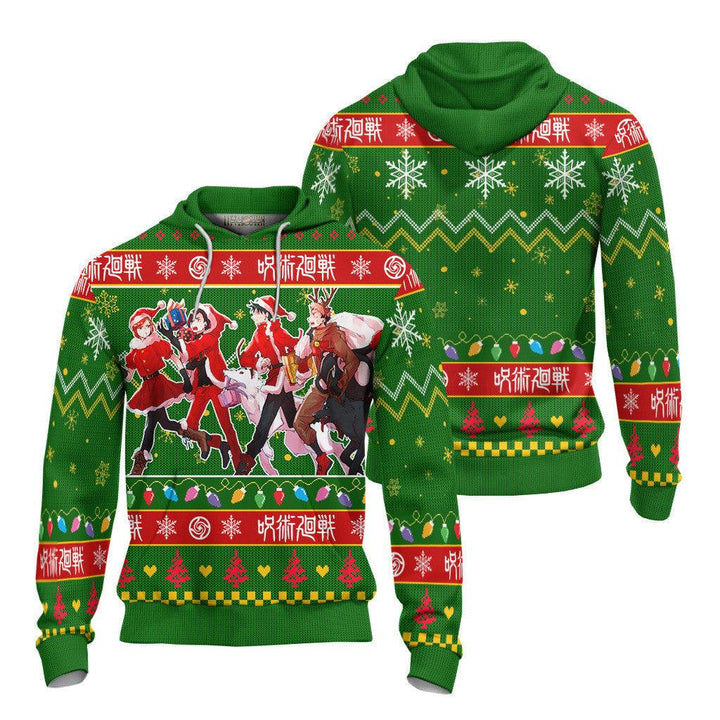 Jujutsu Kaisen Characters Knitted Ugly Christmas Sweater Green - EzCustomcar - 4
