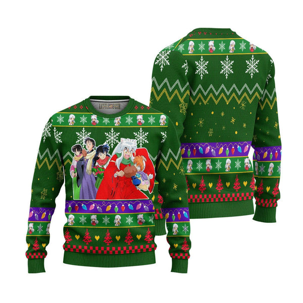 Inuyasha Knitted Ugly Christmas Sweater Green - EzCustomcar - 1