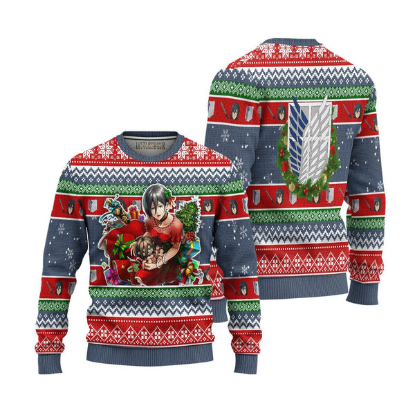 Attack On Titan Ugly Christmas Sweater Mikasa Ackerman - EzCustomcar - 1
