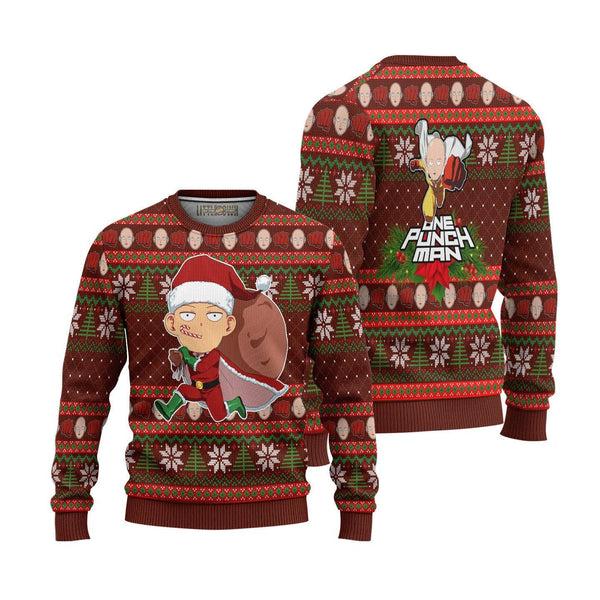 One Punch Man Ugly Christmas Sweater Saitama Ugly Christmas Sweater - EzCustomcar - 1