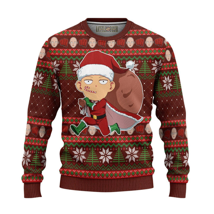 One Punch Man Ugly Christmas Sweater Saitama Ugly Christmas Sweater - EzCustomcar - 2
