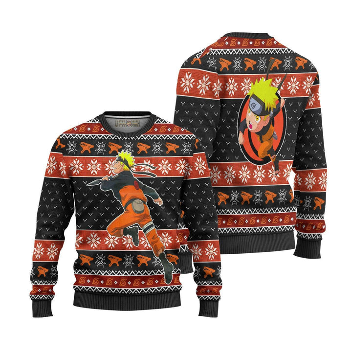 Naruto Uzumaki Running Knitted Ugly Christmas Sweater - EzCustomcar - 1