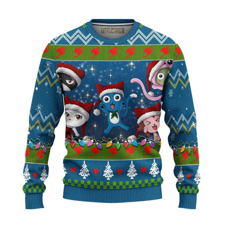Fairy Tail Happy and Friend Ugly Christmas Sweater - EzCustomcar - 2