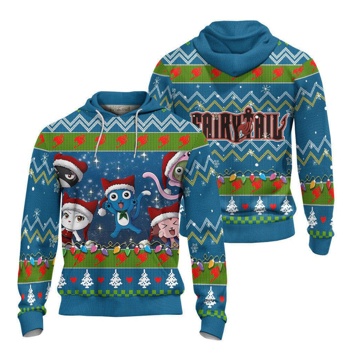 Fairy Tail Happy and Friend Ugly Christmas Sweater - EzCustomcar - 4