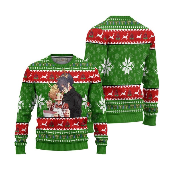The Promised Neverland Ugly Christmas Sweater Ray x Emma - EzCustomcar - 1