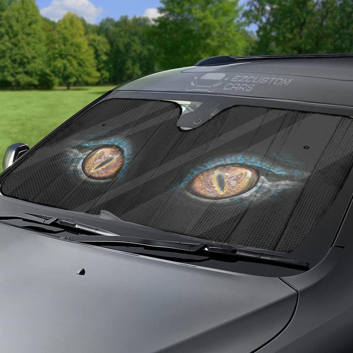 Angry Eyes Velociraptor Car Sun Shade Custom Dinosaur Car Accessories - EzCustomcar - 3