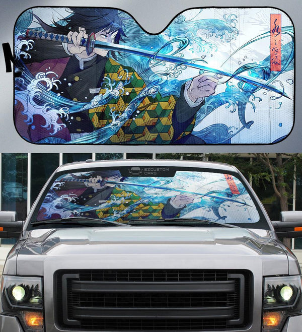 Demon Slayer Car Accessories Anime Car Windshield Sun Shade Giyu Tomioka - EzCustomcar - 1