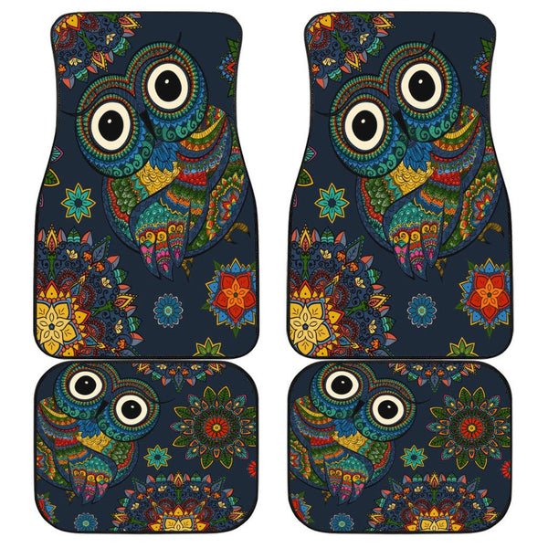 Owl Mandala Car Floor Mats Custom Owl Car Accessories - EzCustomcar - 1