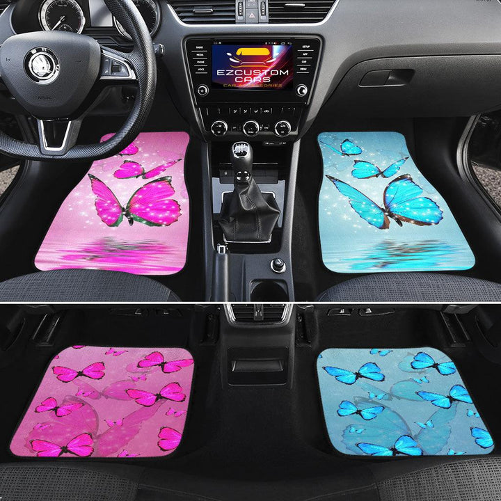 Pink Blue Butterfly Car Floor Mats Custom Butterfly Car Accessories - EzCustomcar - 2