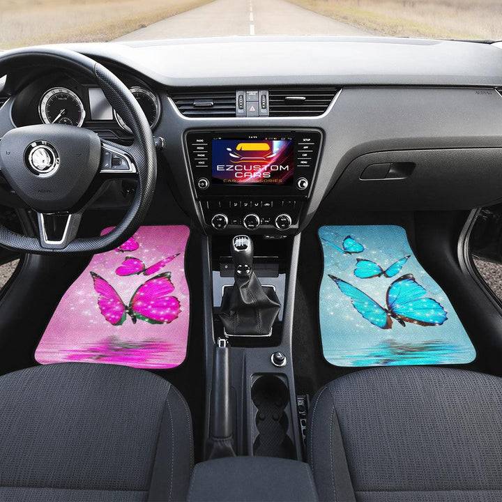 Pink Blue Butterfly Car Floor Mats Custom Butterfly Car Accessories - EzCustomcar - 4