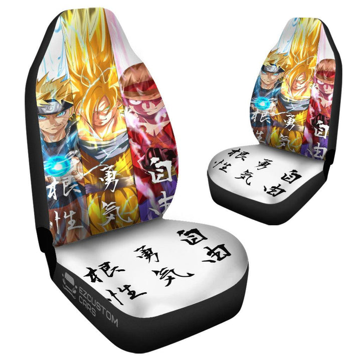 Naruto x Goku x Luffy Car Seat Covers Custom Main Characters Anime Car Accessories - EzCustomcar - 4