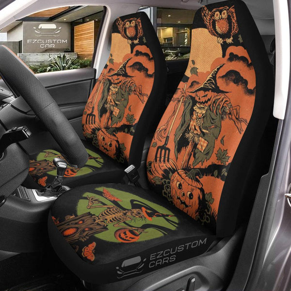 Halloween Car Accessories Custom Car Seat Cover Halloween Skull and Pumpkin - EzCustomcar - 1