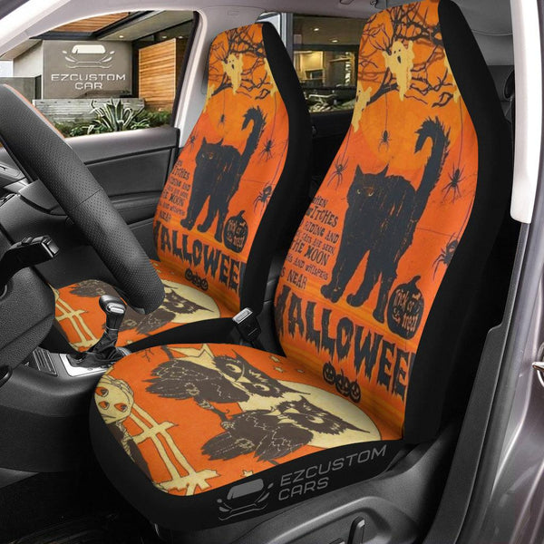 Halloween Car Accessories Custom Car Seat Cover Halloween Cat and Owl - EzCustomcar - 1