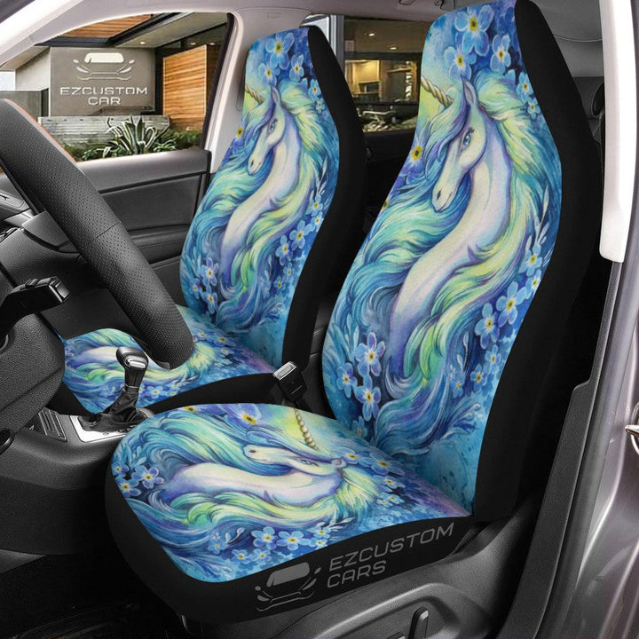 Flower Unicorn Car Seat Covers Custom Unicorn Car Accessories - EzCustomcar - 1