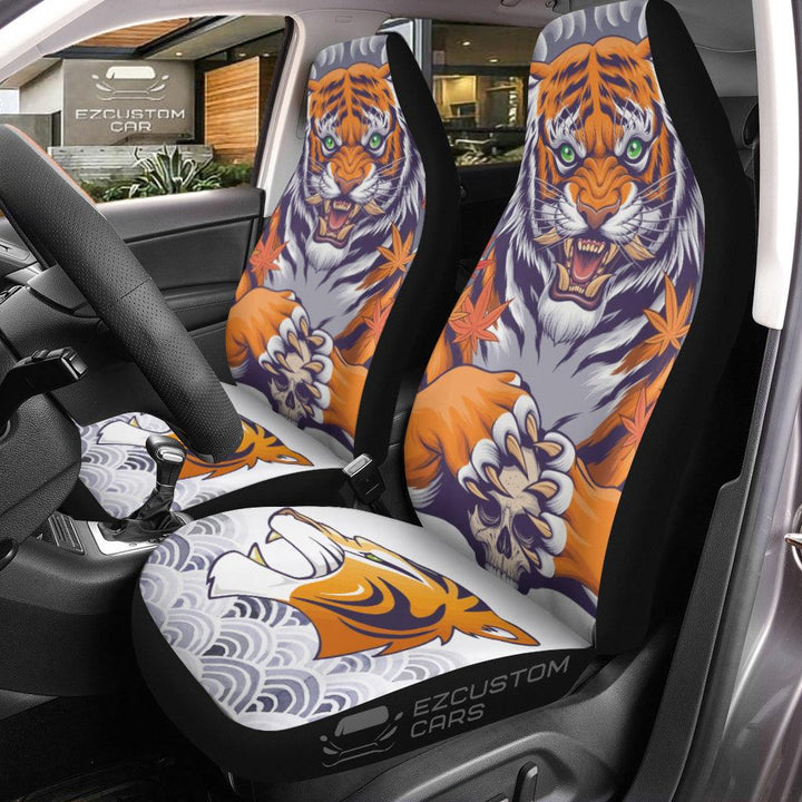 Skull x Tiger Car Seat Covers Custom Tiger Car Accessories - EzCustomcar - 1