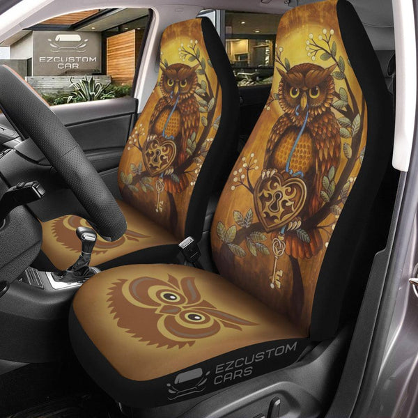 Owl With Key Car Seat Covers Custom Owl Car Accessories - EzCustomcar - 1