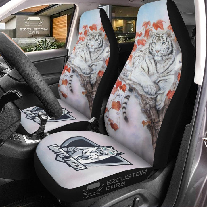 White Tiger Car Seat Covers Custom Tiger Car Accessories - EzCustomcar - 1