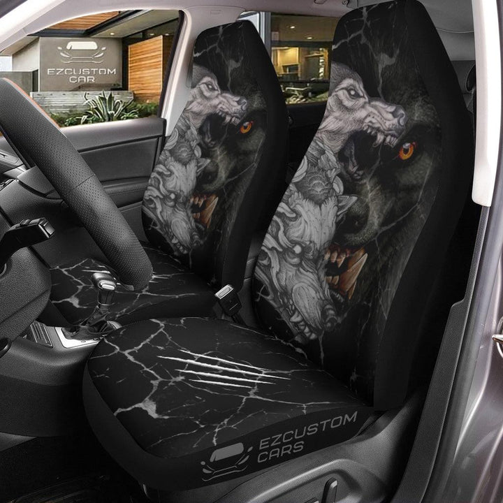 Wolf Fight Car Seat Covers Custom Animal Car Accessoriesezcustomcar.com-1