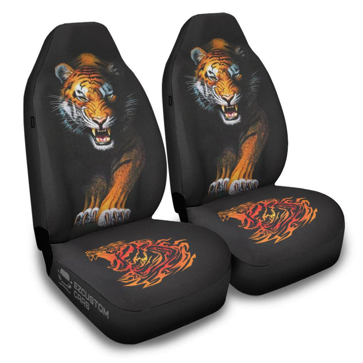 Angry Tiger Car Seat Covers Custom Tiger Car Accessories - EzCustomcar - 2