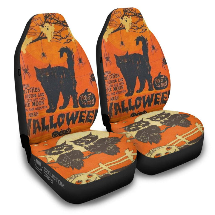 Halloween Car Accessories Custom Car Seat Cover Halloween Cat and Owl - EzCustomcar - 2