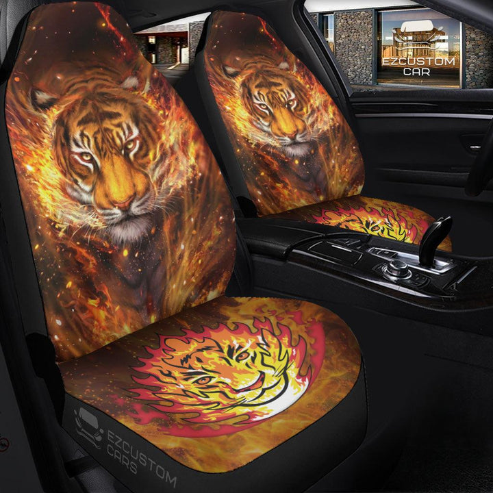 Fire Tiger Car Seat Covers Custom Tiger Car Accessories - EzCustomcar - 3