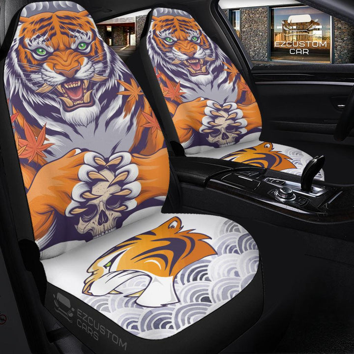 Skull x Tiger Car Seat Covers Custom Tiger Car Accessories - EzCustomcar - 3