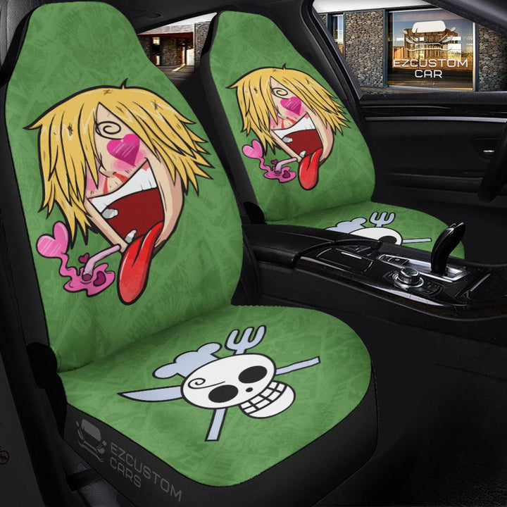 Sanji Car Seat Covers Custom Heart Eyes One Piece Anime Car Accessories - EzCustomcar - 3