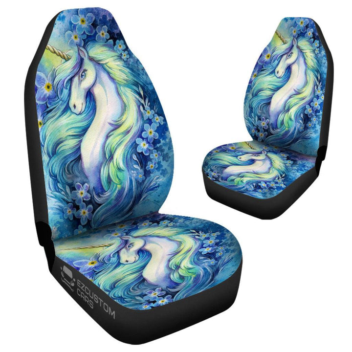 Flower Unicorn Car Seat Covers Custom Unicorn Car Accessories - EzCustomcar - 4
