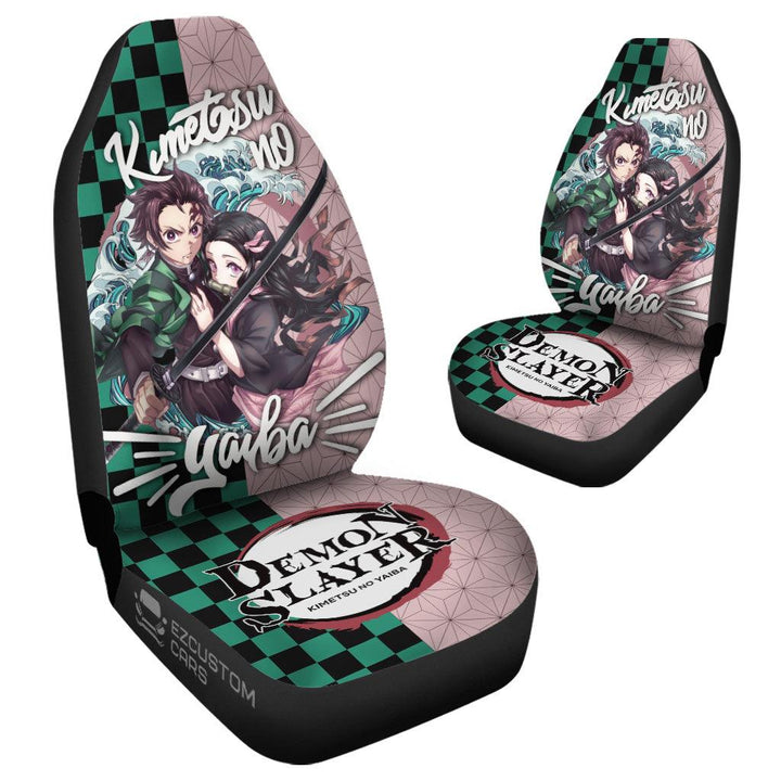 Demon Slayer Tanjiro x Nezuko Car Seat Covers Anime Car Accessories - EzCustomcar - 4