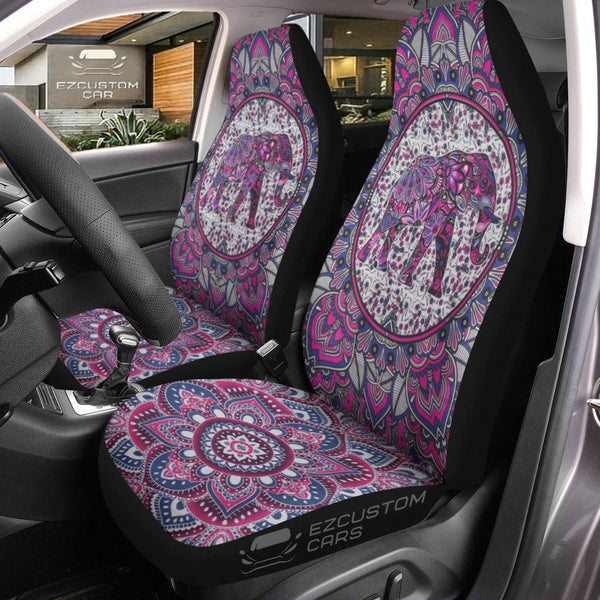 Flower Elephant Car Seat Covers Custom Elephant Car Accessories - EzCustomcar - 1