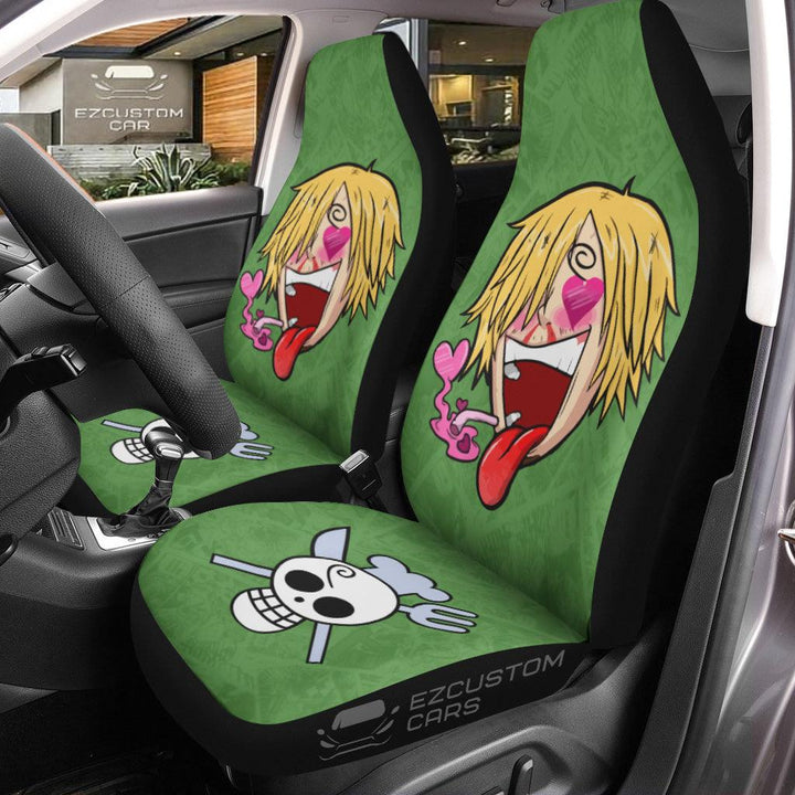 Sanji Car Seat Covers Custom Heart Eyes One Piece Anime Car Accessories - EzCustomcar - 1