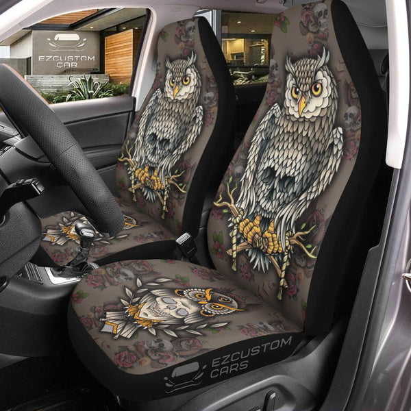 Skull and Owl Car Seat Covers Custom Owl Car Accessories - EzCustomcar - 1