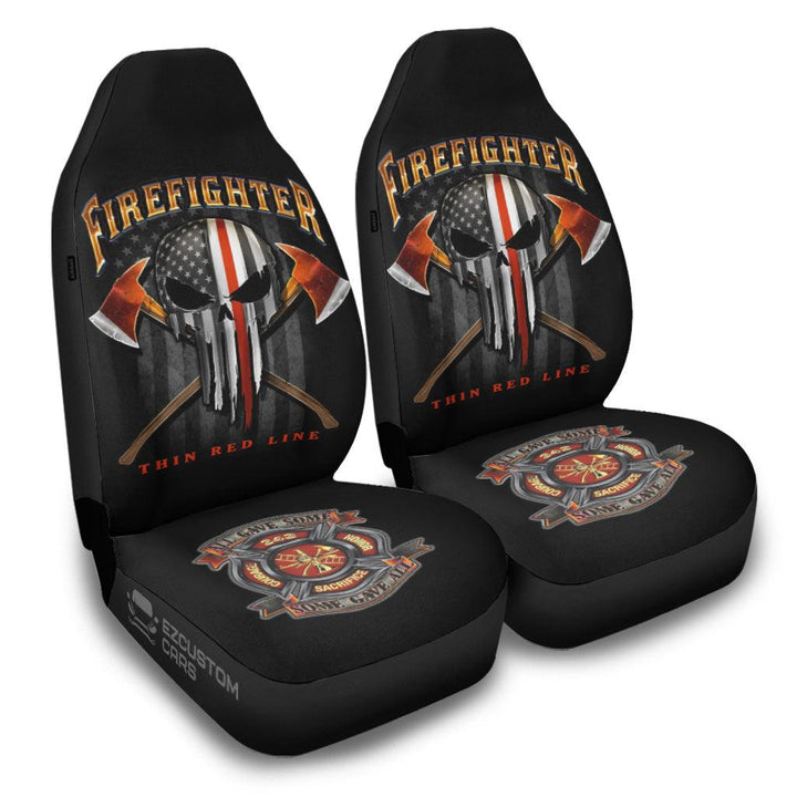 Firefighter Car Accessories Custom Car Seat Cover Firefighter Thin Red Line - EzCustomcar - 2