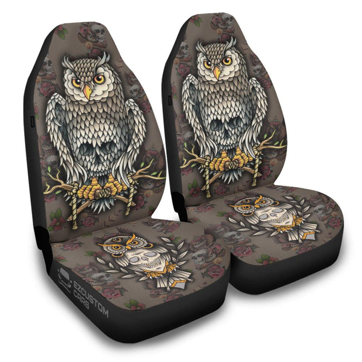 Skull and Owl Car Seat Covers Custom Owl Car Accessories - EzCustomcar - 2